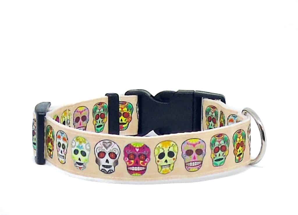 cream skull dog collar