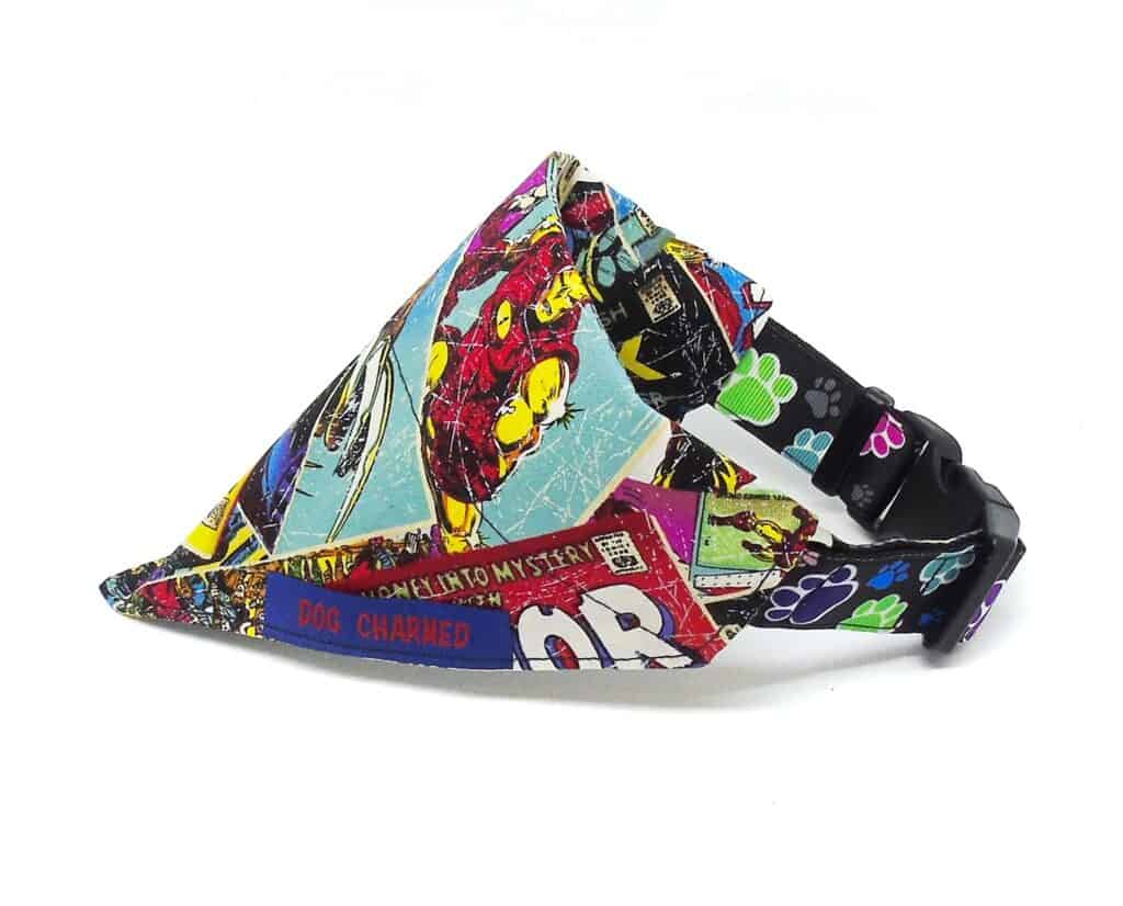 retro superheroes bandana fabric
