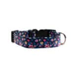 navy floral cat collar