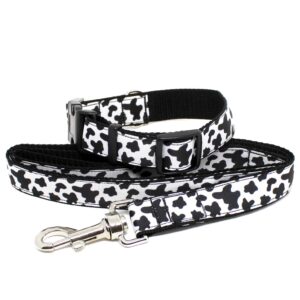 cow print collar and lead set