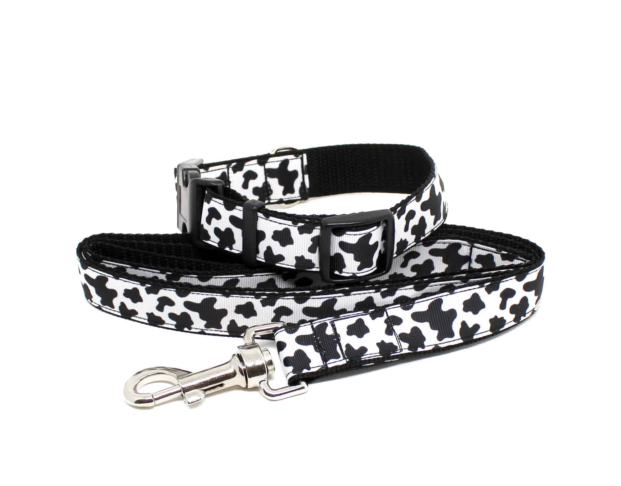 cow print collar and lead set