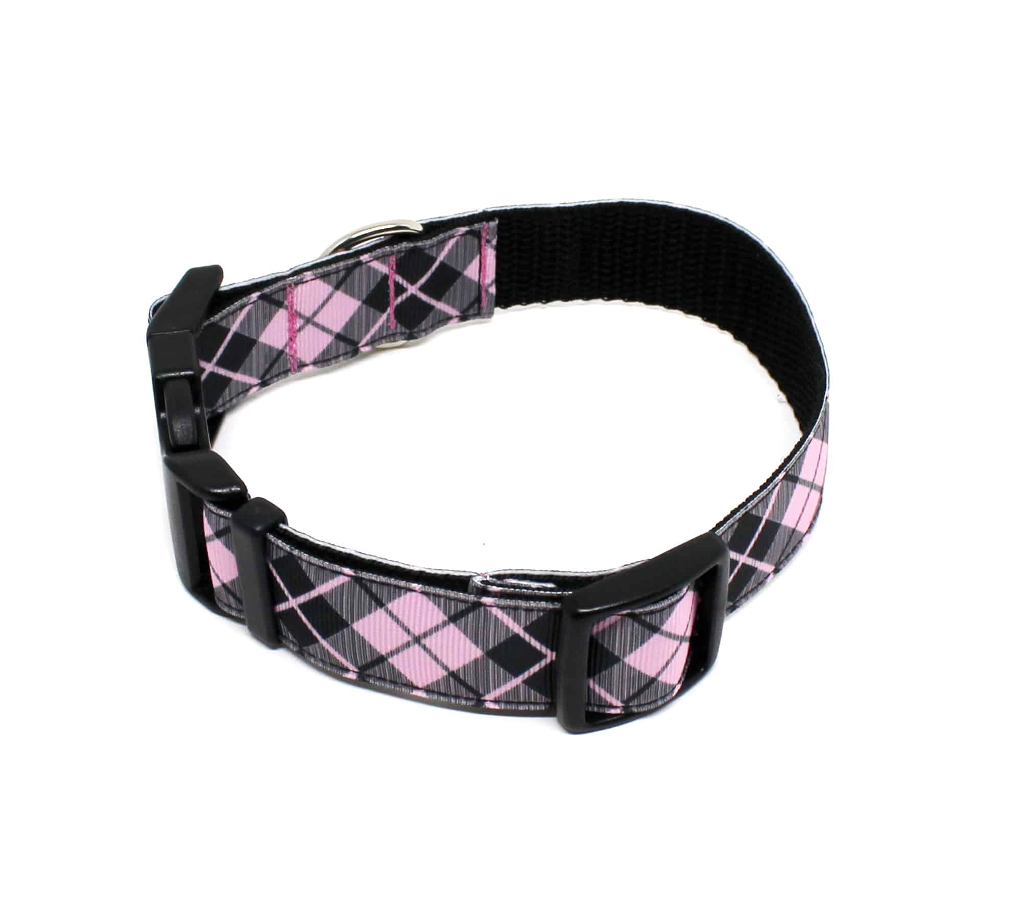 pink tartan dog collar