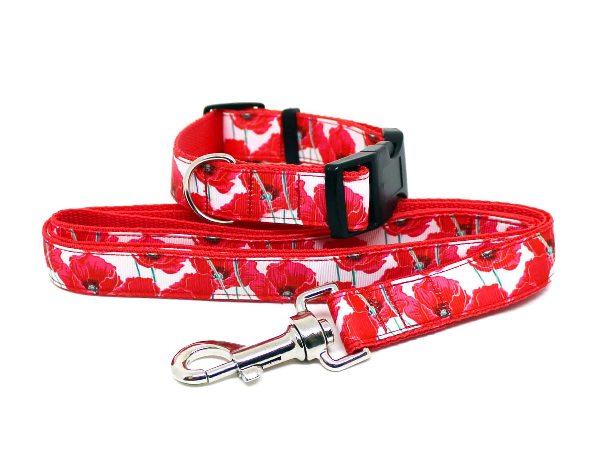 poppy dog collar and lead set