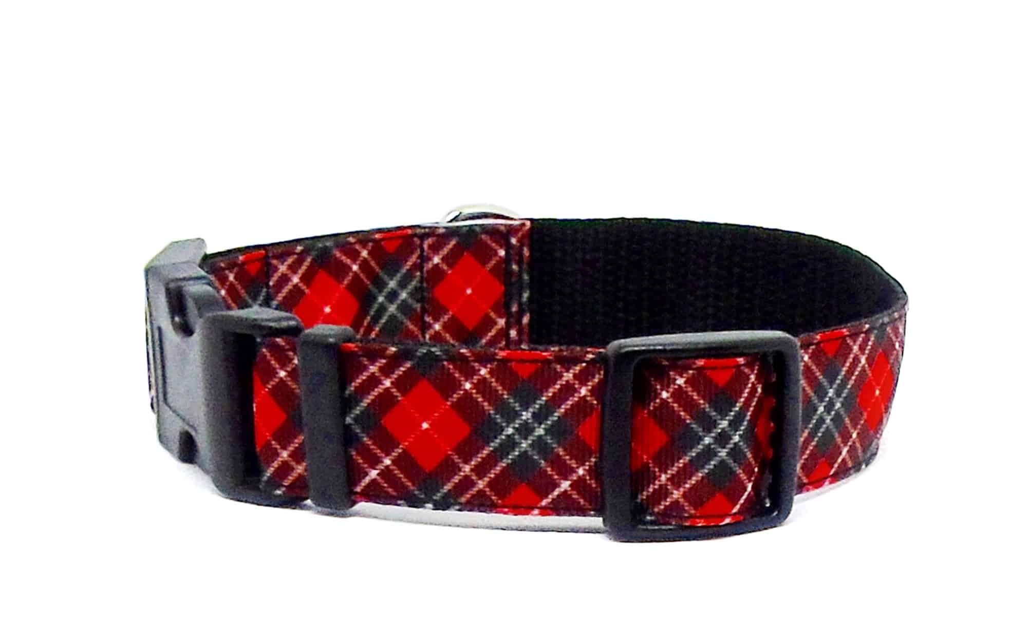 red tartan dog collar